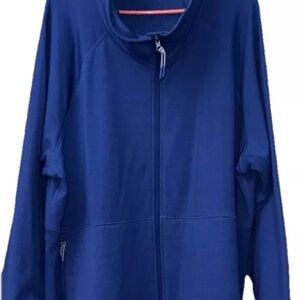T by Talbots Women Plus 3X Full Zip Grannycore Blue Jacket Athleisure Casual